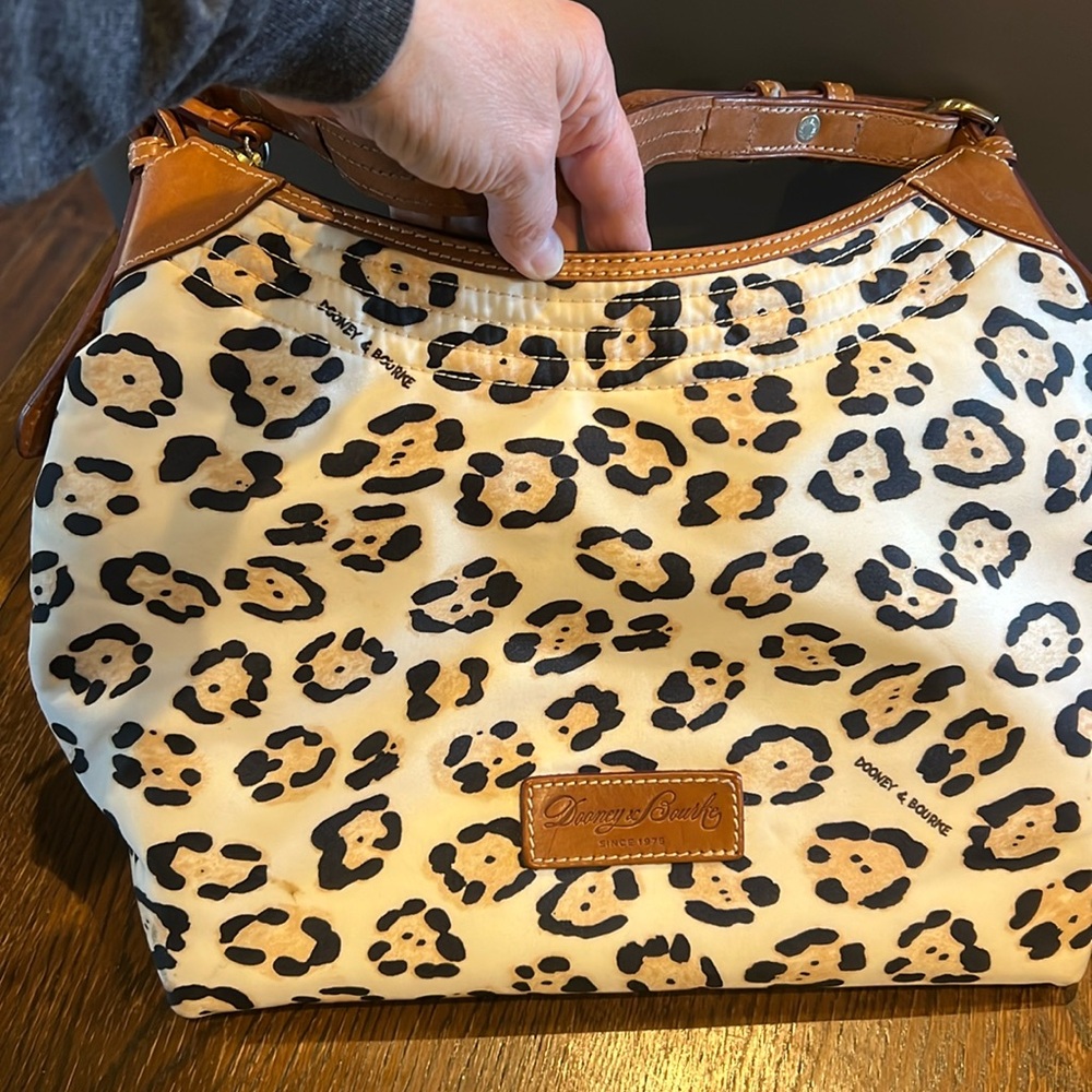 DOONEY & BOURKE Nylon leopard animal print shoulder bag polka dotted LIKE NEW